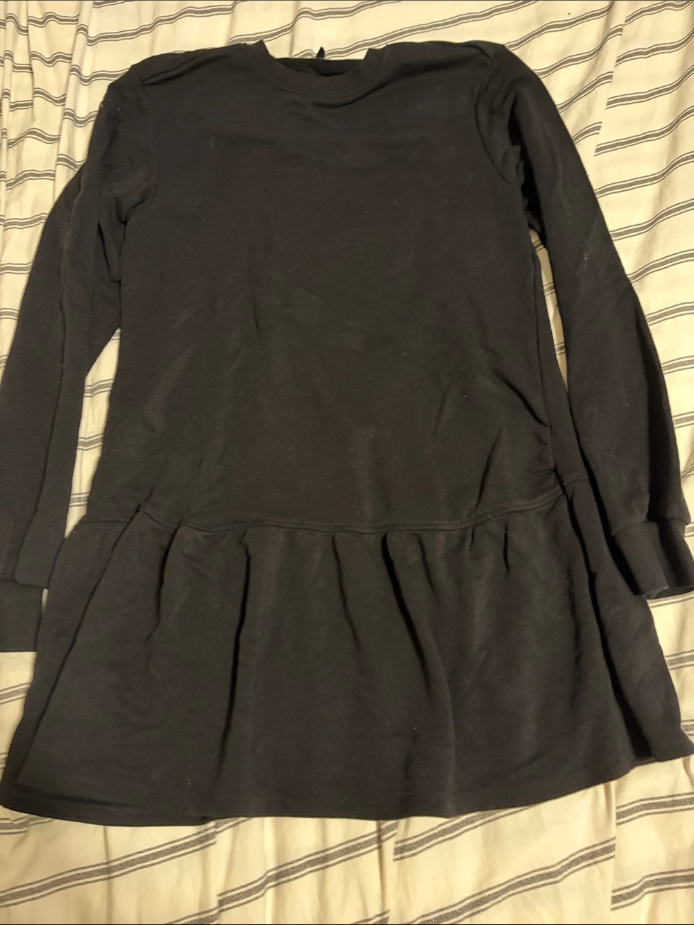 Divided Black Long-Sleeve Peplum Sweatshirt Dress
